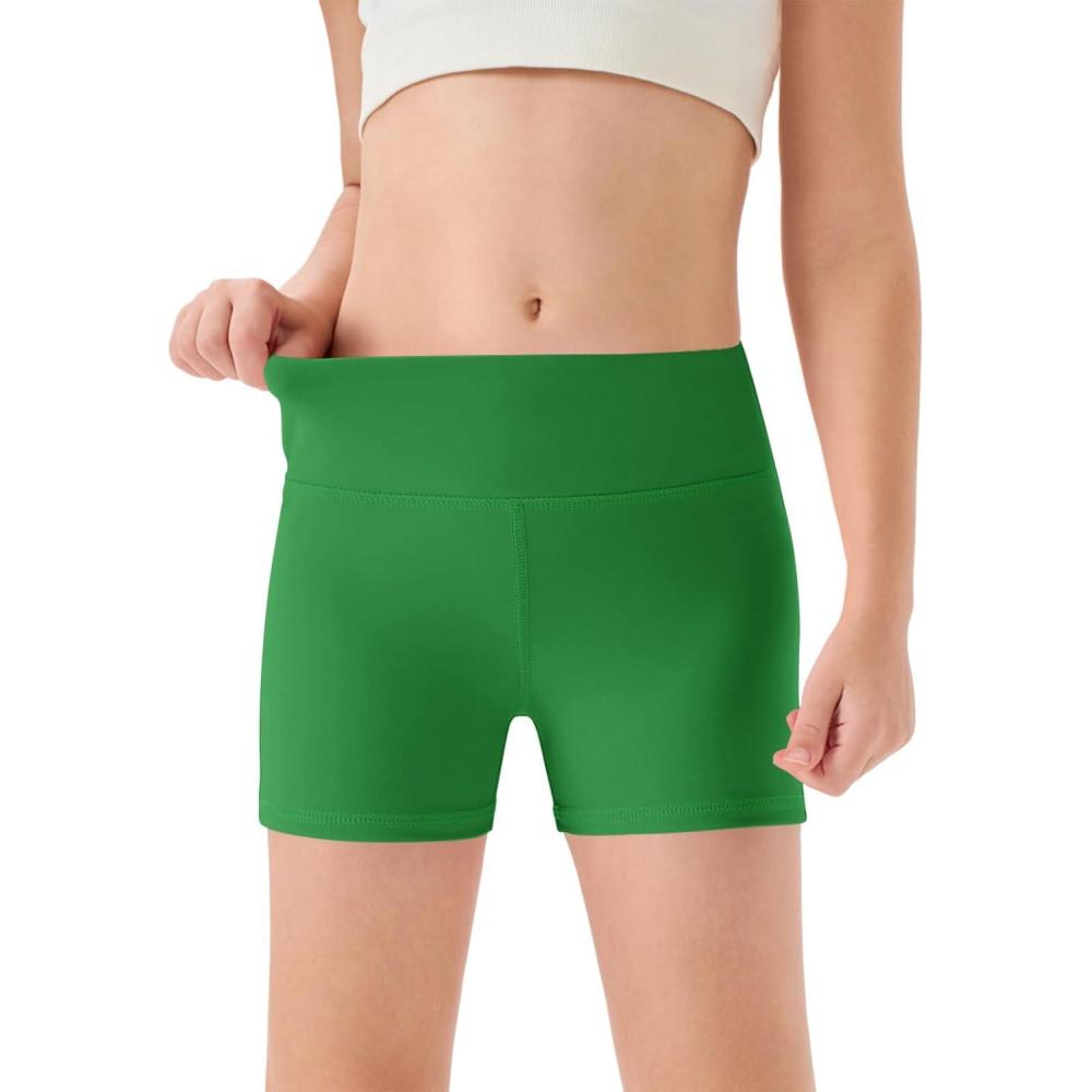 imageHaloumoning Girls Athletic Shorts Kids High Waisted Yoga Dance Biker Shorts Comfy Gymnastics Shorts 514YDark Green