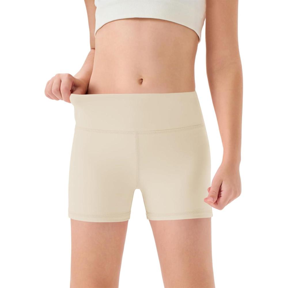 imageHaloumoning Girls Athletic Shorts Kids High Waisted Yoga Dance Biker Shorts Comfy Gymnastics Shorts 514YNude
