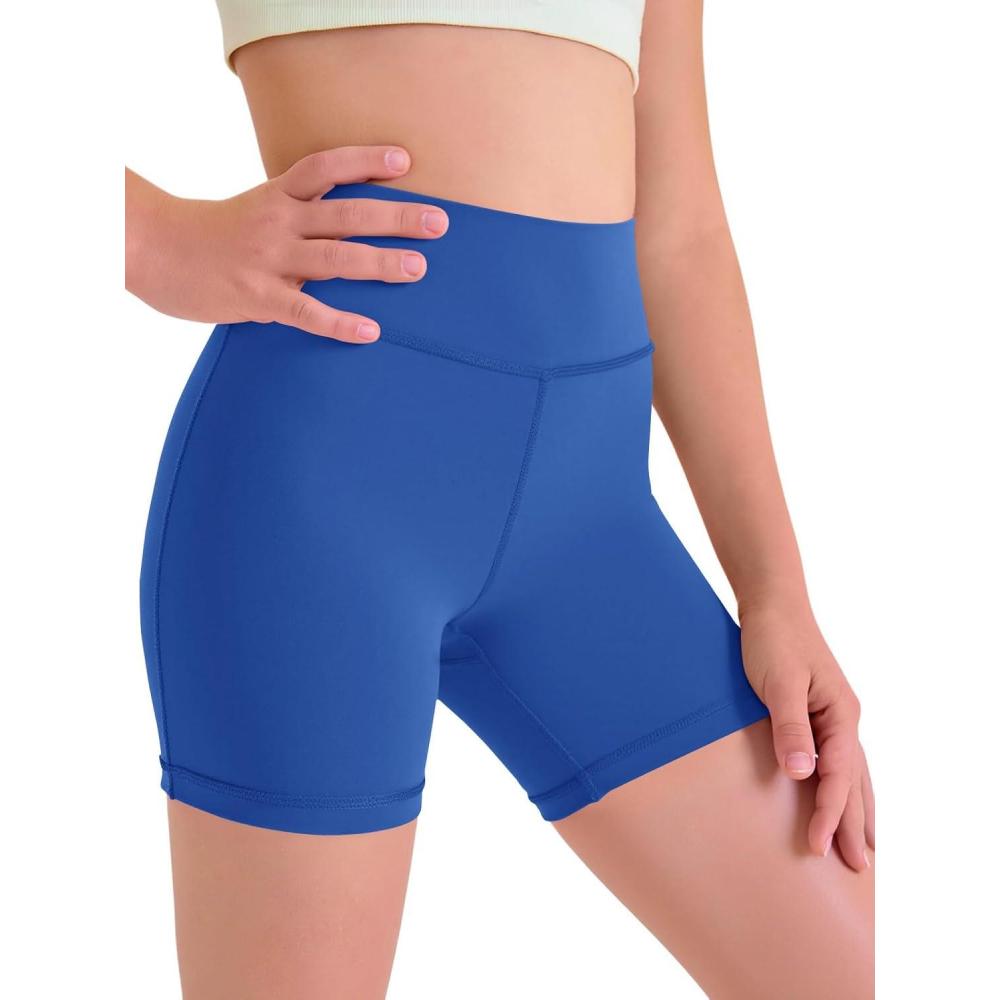 imageHaloumoning Girls Athletic Shorts Kids Workout High Waisted Volleyball Shorts Yoga Dance Gymnastics ShortsRoyal Blue