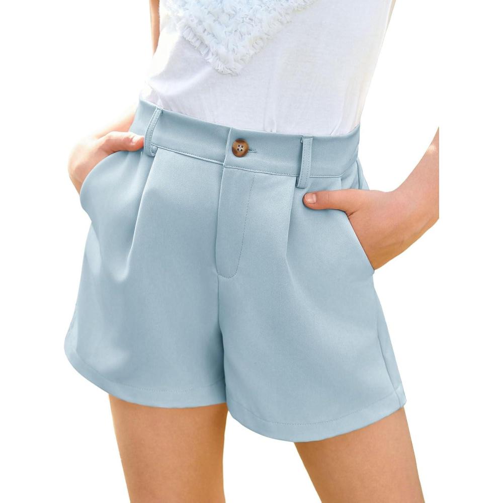 imageHaloumoning Girls Shorts Kids Summer Elastic Waist Wide Leg Casual Uniform Shorts with Pockets 514 YearsBlue