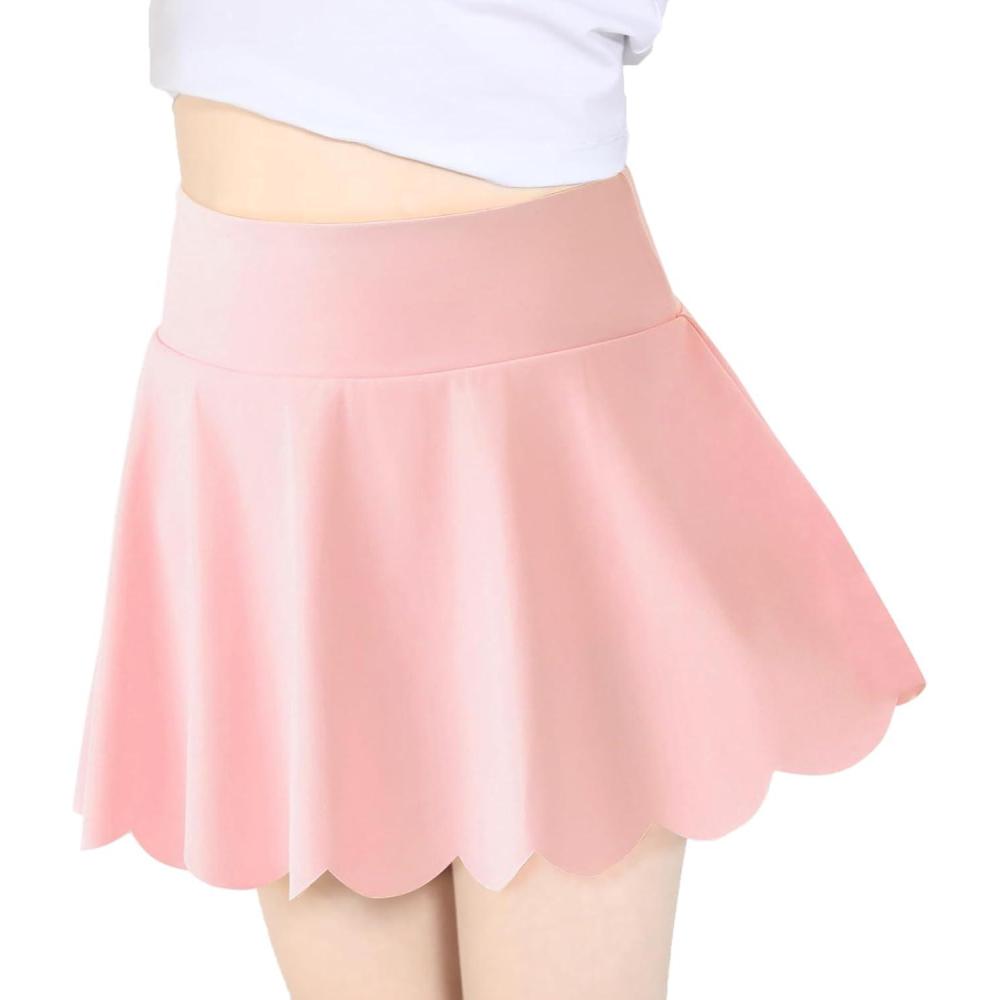 imageHaloumoning Girls Skorts Flowy Butterfly Athletic Shorts Kids A Line Pleated Tennis Golf Skirts with PocketsLight Pink