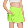 Girls Tennis Skirt with Pockets Shorts Crossover High Waisted Athletic Skorts Workout Golf Running Skirts(Fluorescent Green)