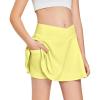 Girls Tennis Skirt with Pockets Shorts Crossover High Waisted Athletic Skorts Workout Golf Running Skirts(Light Yellow)
