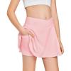 Girls Tennis Skirt with Pockets Shorts Crossover High Waisted Athletic Skorts Workout Golf Running Skirts(Pink)