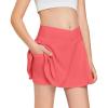 Girls Tennis Skirt with Pockets Shorts Crossover High Waisted Athletic Skorts Workout Golf Running Skirts(Watermelon Red)