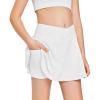 Girls Tennis Skirt with Pockets Shorts Crossover High Waisted Athletic Skorts Workout Golf Running Skirts(White)