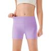 Haloumoning Girls Athletic Shorts Kids High Waisted Yoga Dance Biker Shorts Comfy Gymnastics Shorts 5-14Y(Light Purple)