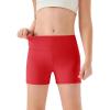 Haloumoning Girls Athletic Shorts Kids High Waisted Yoga Dance Biker Shorts Comfy Gymnastics Shorts 5-14Y(Red)