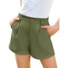 Haloumoning Girls Shorts Kids Summer Elastic Waist Wide Leg Casual Uniform Shorts with Pockets 5-14 Years(Army Green)