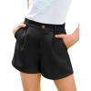 Haloumoning Girls Shorts Kids Summer Elastic Waist Wide Leg Casual Uniform Shorts with Pockets 5-14 Years(Black)