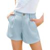 Haloumoning Girls Shorts Kids Summer Elastic Waist Wide Leg Casual Uniform Shorts with Pockets 5-14 Years(Blue)
