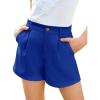 Haloumoning Girls Shorts Kids Summer Elastic Waist Wide Leg Casual Uniform Shorts with Pockets 5-14 Years(Dark Blue)