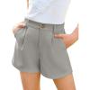 Haloumoning Girls Shorts Kids Summer Elastic Waist Wide Leg Casual Uniform Shorts with Pockets 5-14 Years(Grey)