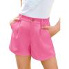 Haloumoning Girls Shorts Kids Summer Elastic Waist Wide Leg Casual Uniform Shorts with Pockets 5-14 Years(Hot Pink)