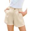 Haloumoning Girls Shorts Kids Summer Elastic Waist Wide Leg Casual Uniform Shorts with Pockets 5-14 Years(Khaki)