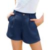 Haloumoning Girls Shorts Kids Summer Elastic Waist Wide Leg Casual Uniform Shorts with Pockets 5-14 Years(Navy Blue)