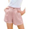 Haloumoning Girls Shorts Kids Summer Elastic Waist Wide Leg Casual Uniform Shorts with Pockets 5-14 Years(Pink)