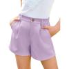 Haloumoning Girls Shorts Kids Summer Elastic Waist Wide Leg Casual Uniform Shorts with Pockets 5-14 Years(Purple)