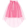 Haloumoning Girls Tulle Skirts Kids Elastic Waist A-line High Low Mesh Tutu Skirt with Belt 5-14 Years(Pink)