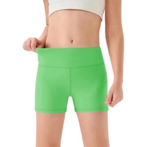 Haloumoning Girls Athletic Shorts Kids High Waisted Yoga Dance Biker Shorts Comfy Gymnastics Shorts 5-14Y(Green)