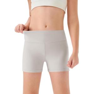 Haloumoning Girls Athletic Shorts Kids High Waisted Yoga Dance Biker Shorts Comfy Gymnastics Shorts 5-14Y(Light Gray)