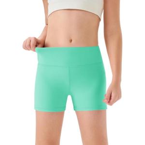 Haloumoning Girls Athletic Shorts Kids High Waisted Yoga Dance Biker Shorts Comfy Gymnastics Shorts 5-14Y(Mint Green)