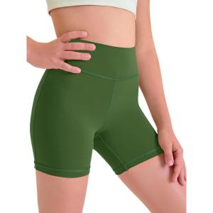Haloumoning Girls Athletic Shorts Kids Workout High Waisted Volleyball Shorts Yoga Dance Gymnastics Shorts(Army Green)