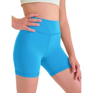 Haloumoning Girls Athletic Shorts Kids Workout High Waisted Volleyball Shorts Yoga Dance Gymnastics Shorts(Blue)