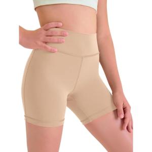 Haloumoning Girls Athletic Shorts Kids Workout High Waisted Volleyball Shorts Yoga Dance Gymnastics Shorts(Cream)