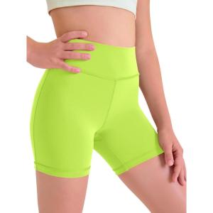 Haloumoning Girls Athletic Shorts Kids Workout High Waisted Volleyball Shorts Yoga Dance Gymnastics Shorts(Fluorescent Green)