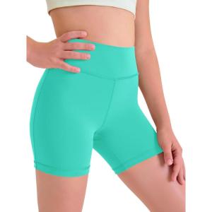 Haloumoning Girls Athletic Shorts Kids Workout High Waisted Volleyball Shorts Yoga Dance Gymnastics Shorts(Green)