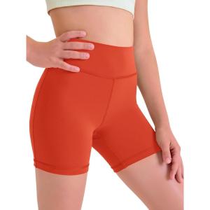 Haloumoning Girls Athletic Shorts Kids Workout High Waisted Volleyball Shorts Yoga Dance Gymnastics Shorts(Orange)