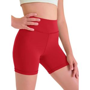 Haloumoning Girls Athletic Shorts Kids Workout High Waisted Volleyball Shorts Yoga Dance Gymnastics Shorts(Red)
