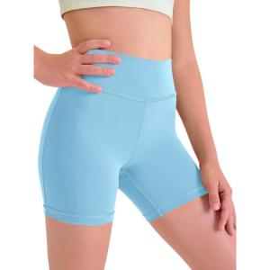 Haloumoning Girls Athletic Shorts Kids Workout High Waisted Volleyball Shorts Yoga Dance Gymnastics Shorts(Sky Blue)