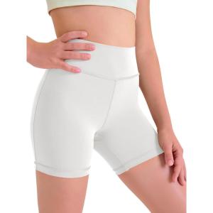 Haloumoning Girls Athletic Shorts Kids Workout High Waisted Volleyball Shorts Yoga Dance Gymnastics Shorts(White)