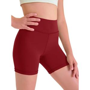 Haloumoning Girls Athletic Shorts Kids Workout High Waisted Volleyball Shorts Yoga Dance Gymnastics Shorts(Wine Red)