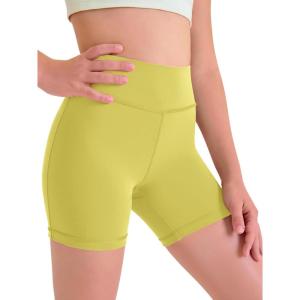 Haloumoning Girls Athletic Shorts Kids Workout High Waisted Volleyball Shorts Yoga Dance Gymnastics Shorts(Yellow)
