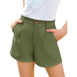 Haloumoning Girls Shorts Kids Summer Elastic Waist Wide Leg Casual Uniform Shorts with Pockets 5-14 Years(Army Green)
