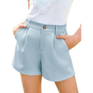 Haloumoning Girls Shorts Kids Summer Elastic Waist Wide Leg Casual Uniform Shorts with Pockets 5-14 Years(Blue)
