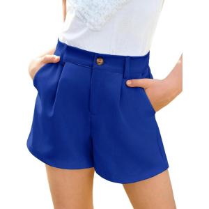 Haloumoning Girls Shorts Kids Summer Elastic Waist Wide Leg Casual Uniform Shorts with Pockets 5-14 Years(Dark Blue)