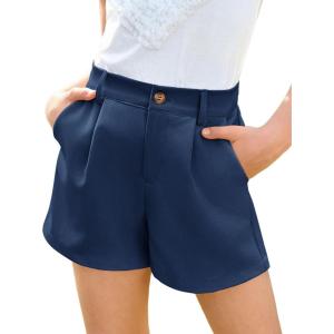 Haloumoning Girls Shorts Kids Summer Elastic Waist Wide Leg Casual Uniform Shorts with Pockets 5-14 Years(Navy Blue)