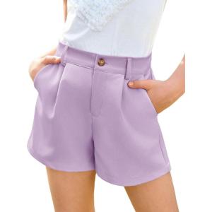 Haloumoning Girls Shorts Kids Summer Elastic Waist Wide Leg Casual Uniform Shorts with Pockets 5-14 Years(Purple)