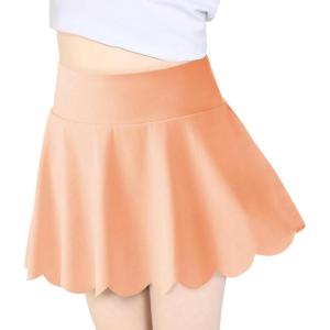 Haloumoning Girls Skorts Flowy Butterfly Athletic Shorts Kids A Line Pleated Tennis Golf Skirts with Pockets(Light Orange)