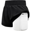 Haloumoning Girls Athletic Shorts High Waist Elastic 2 in 1 Running Shorts with Side Pockets 5-14 Years(Black & White)