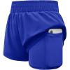 Haloumoning Girls Athletic Shorts High Waist Elastic 2 in 1 Running Shorts with Side Pockets 5-14 Years(Royal Blue)