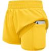 Haloumoning Girls Athletic Shorts High Waist Elastic 2 in 1 Running Shorts with Side Pockets 5-14 Years(Yellow)