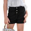 Haloumoning Girls Jean Shorts Kids Cute High Waist Shorts Button Summer Demin Shorts with Pockets 5-14 Years(Black)