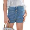 Haloumoning Girls Jean Shorts Kids Cute High Waist Shorts Button Summer Demin Shorts with Pockets 5-14 Years(Blue)