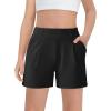 Haloumoning Girls Shorts Kids Casual High Waisted School Uniform Shorts with Pockets 5-14 Years(Black)