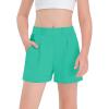 Haloumoning Girls Shorts Kids Casual High Waisted School Uniform Shorts with Pockets 5-14 Years(Mint Green)